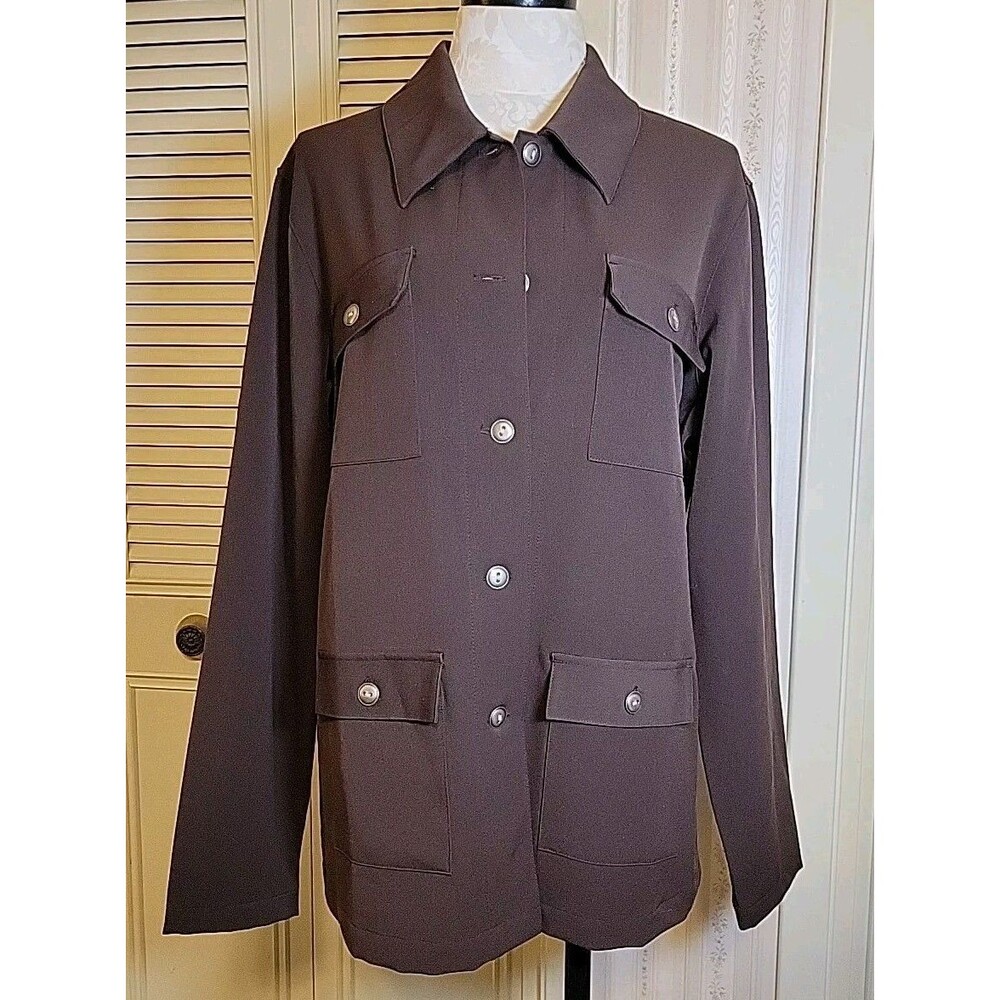 Vtg Units Brown Women's Jacket Size Large TALL ~ Metal Buttons ~ Business Casual
